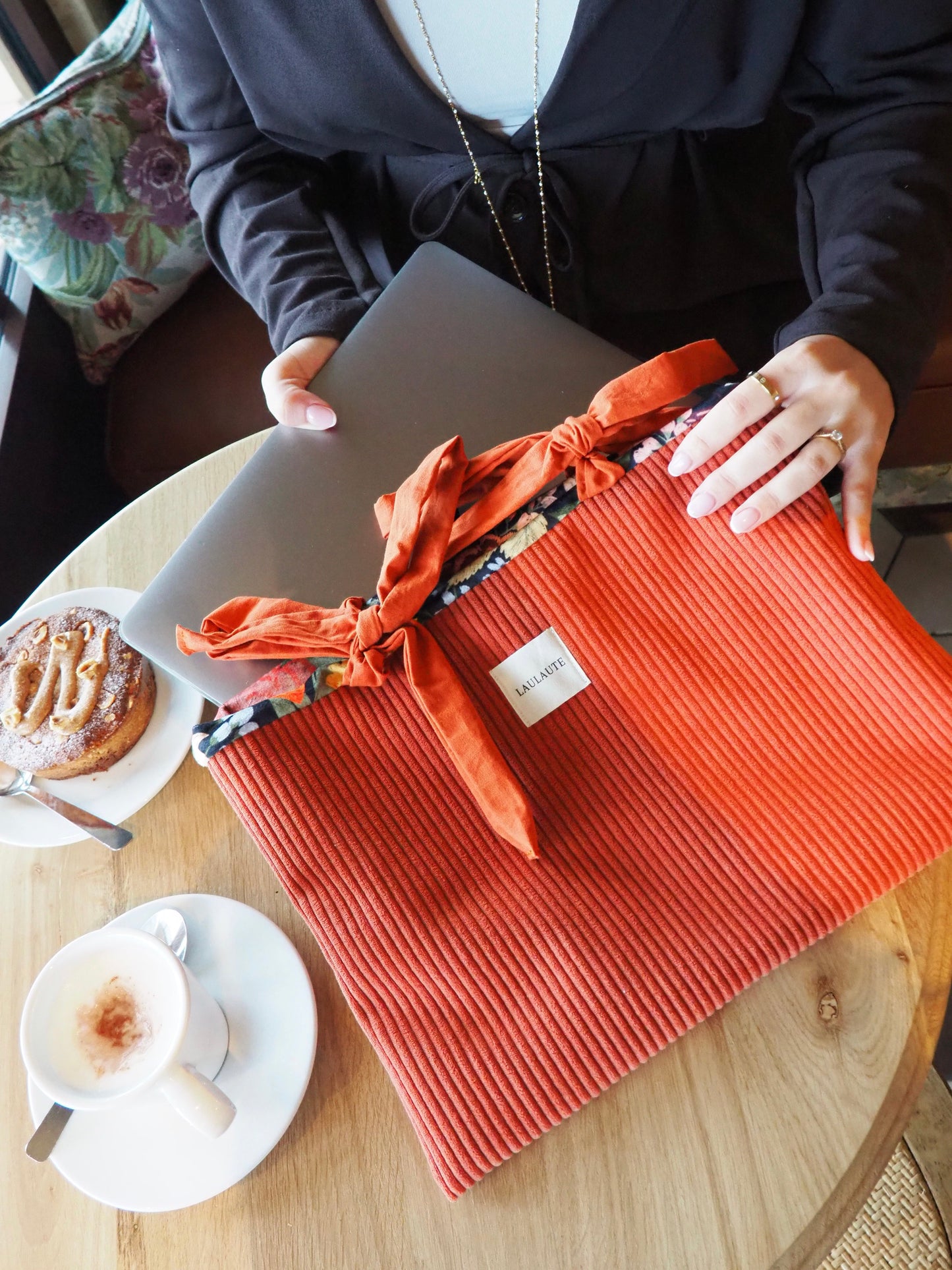 Housse velours côtelé brique