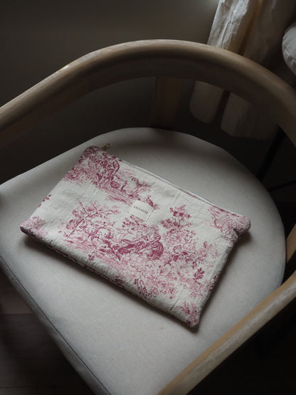 Housse toile de Jouy rouge