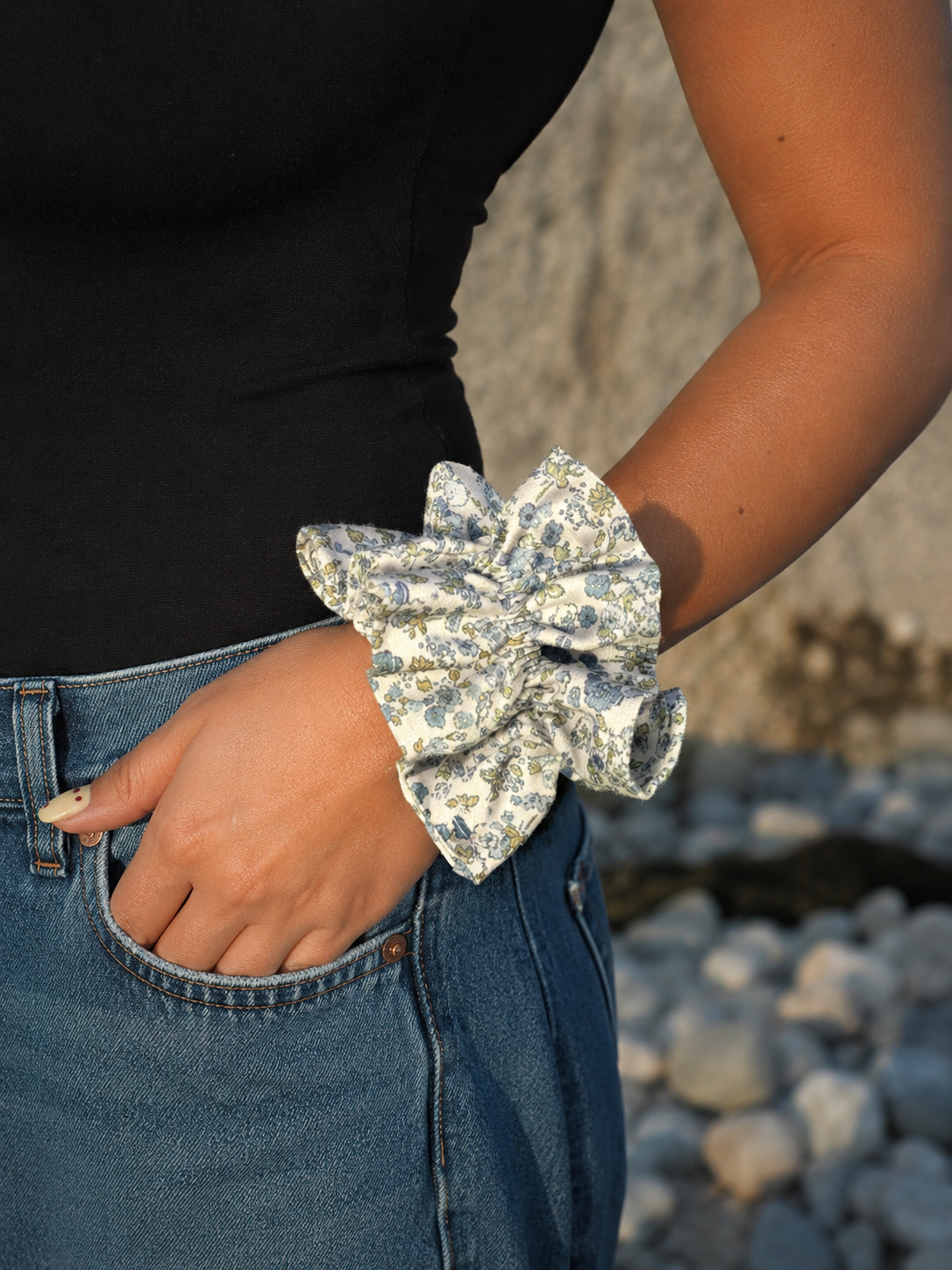 Scrunchie liberty bleu