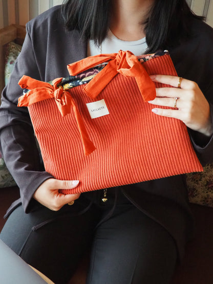 Housse velours côtelé brique