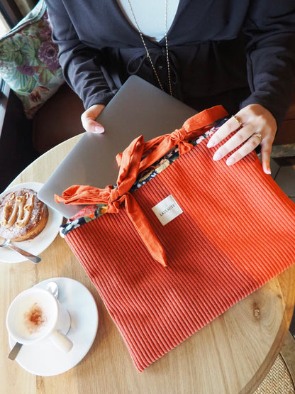 Housse velours côtelé brique