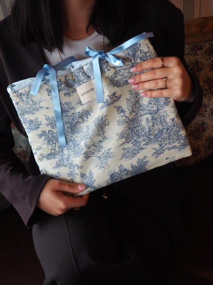 Housse toile de Jouy bleu