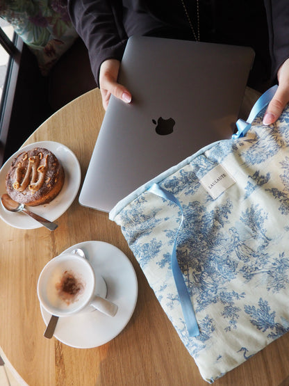 Housse toile de Jouy bleu