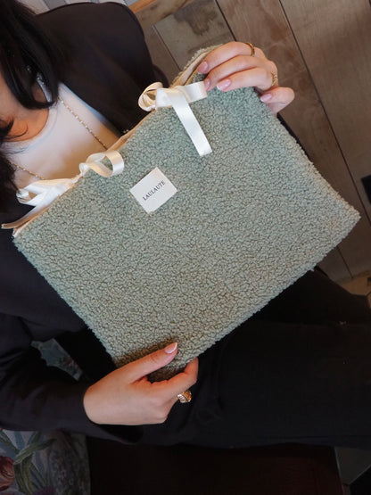 Housse bouclette vert d'eau