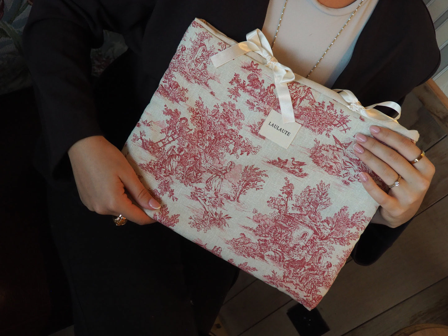 Housse toile de Jouy rouge