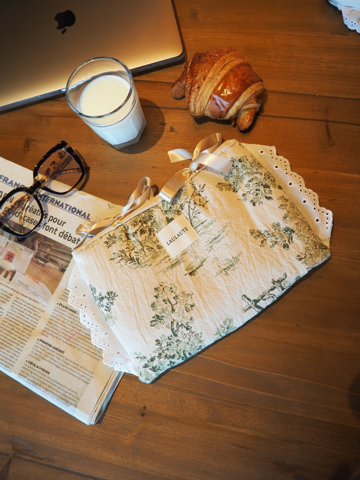 Housse toile de Jouy verte