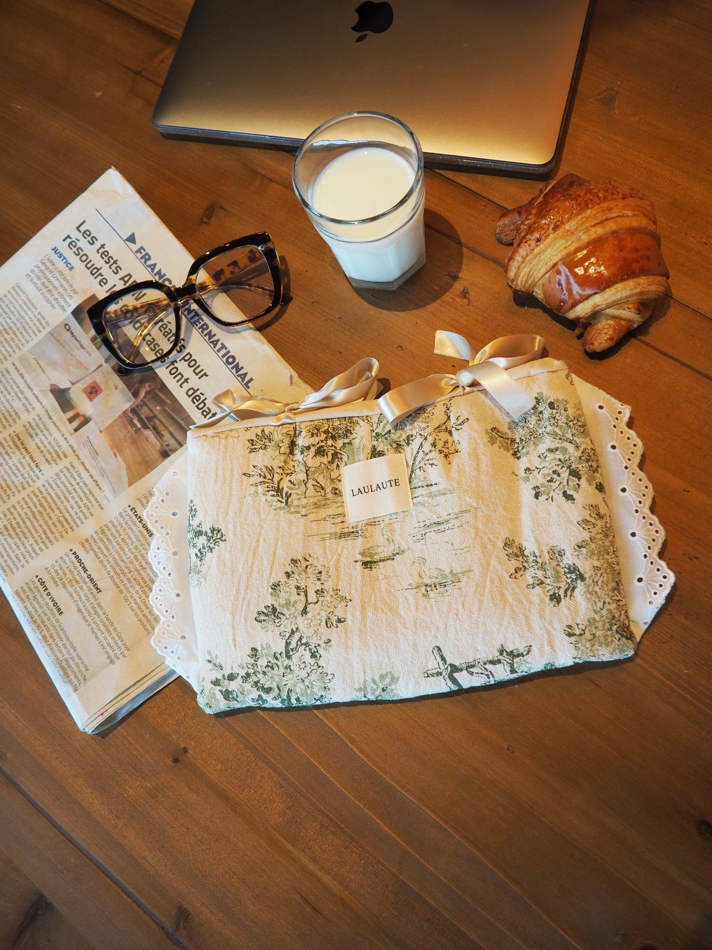 Housse toile de Jouy verte